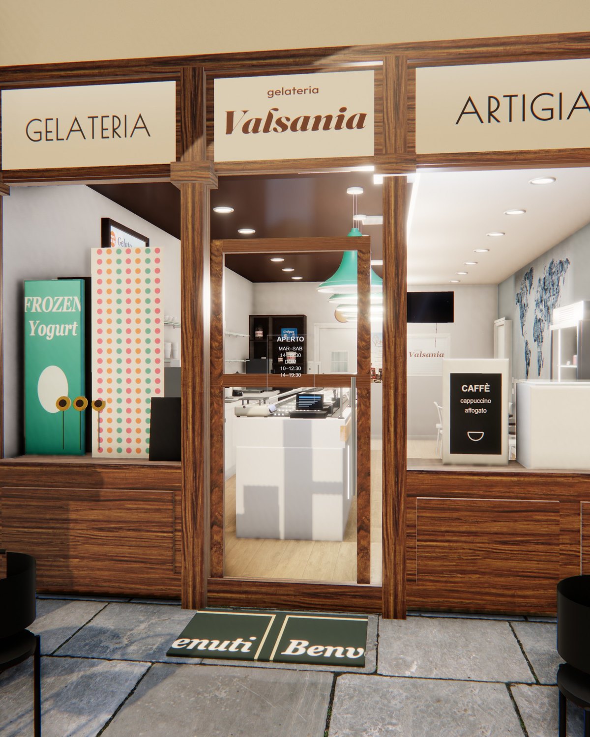 La vetrina sotto il portico